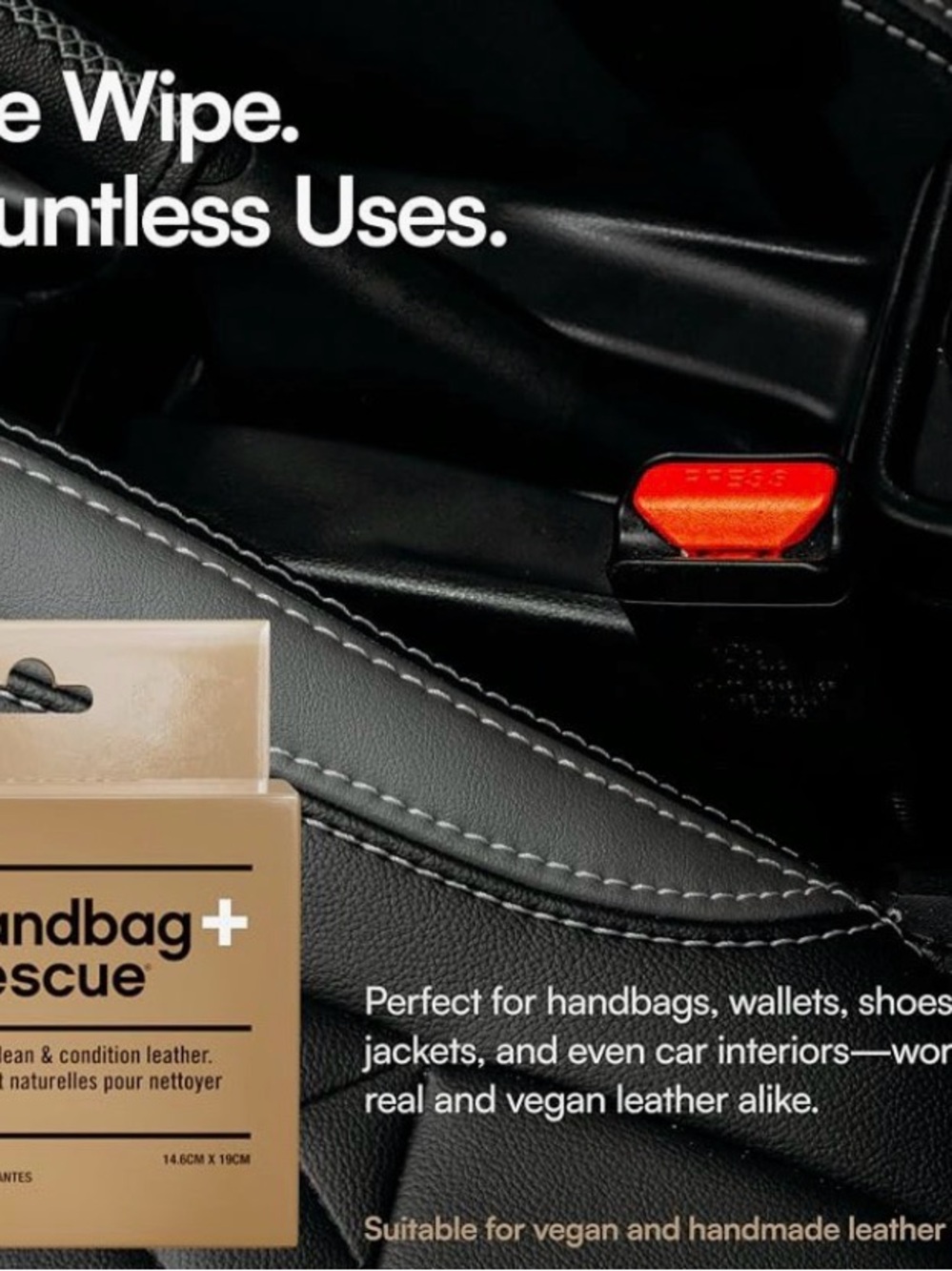 Handbag Rescue All-Natural Leather Cleaning Travel Wipes, 2 Pack - Picture 4 of 5